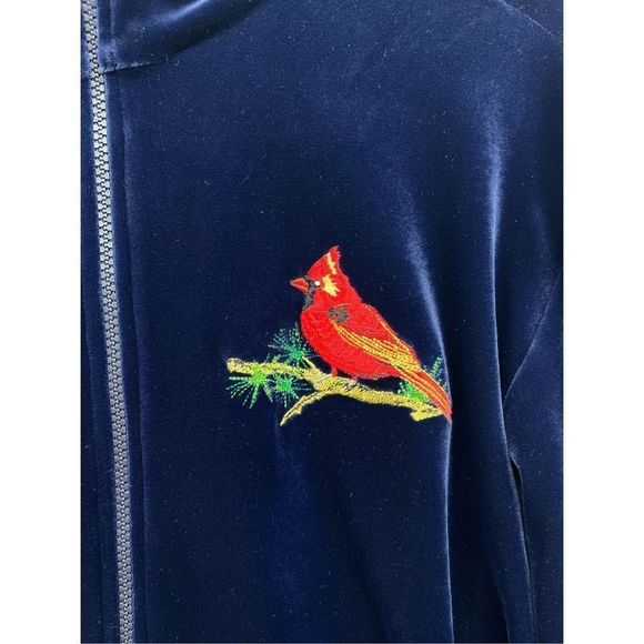 Vintage National Wildlife Federation Zip Up Sweater Size Small Velvet Cardinal B - Picture 4 of 8